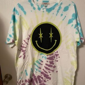Phipps Tie-Dye Smiley Face T-Shirt ($268) Oversized SZ XS 100% Organic Cotton